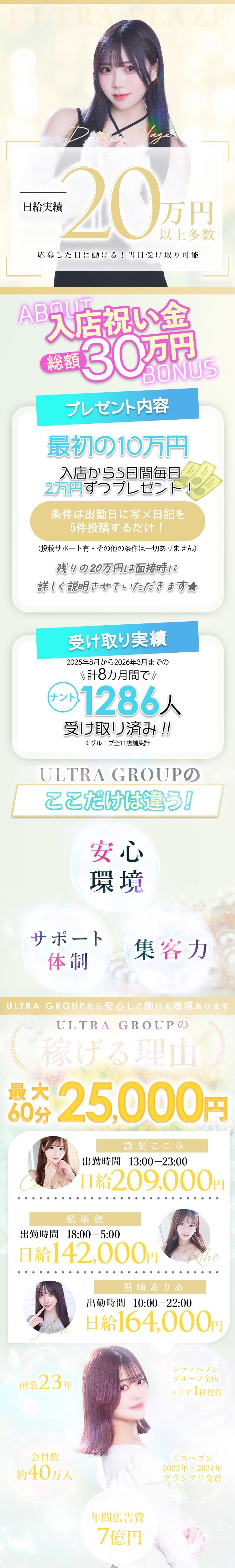 ウルトラブレイズ 体験入店フルバックキャンペーン 面接後すぐ体験入店 未経験者・経験者歓迎