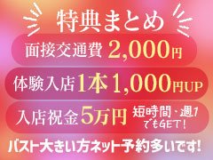 効率よくしっかりとした単価でお仕事ができるということが『稼げる』に繋がっております。さらに単価を安定させる特別指名料の上限は特にありません♪他の特典は↓↓↓