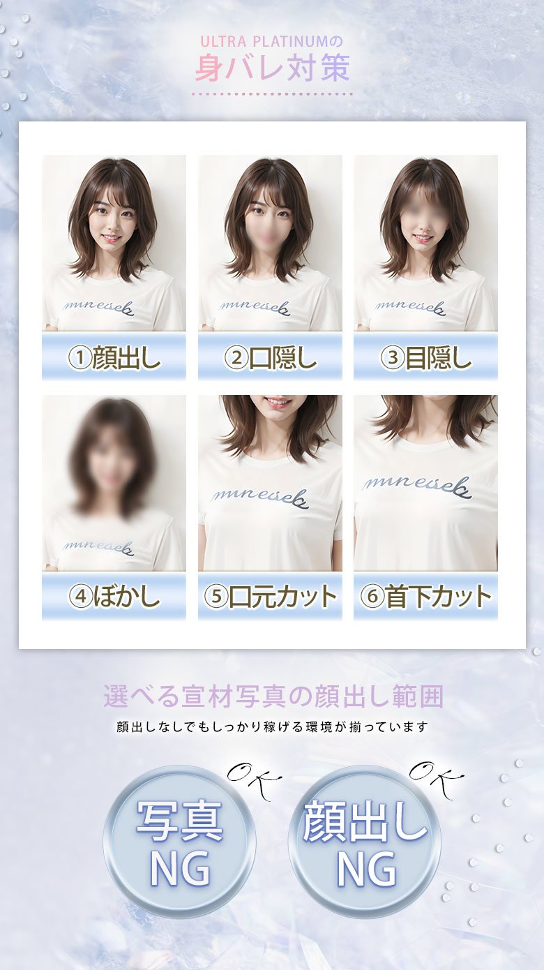 ウルトラプラチナム 身バレ対策完備!顔出し範囲自由で安心して働けます